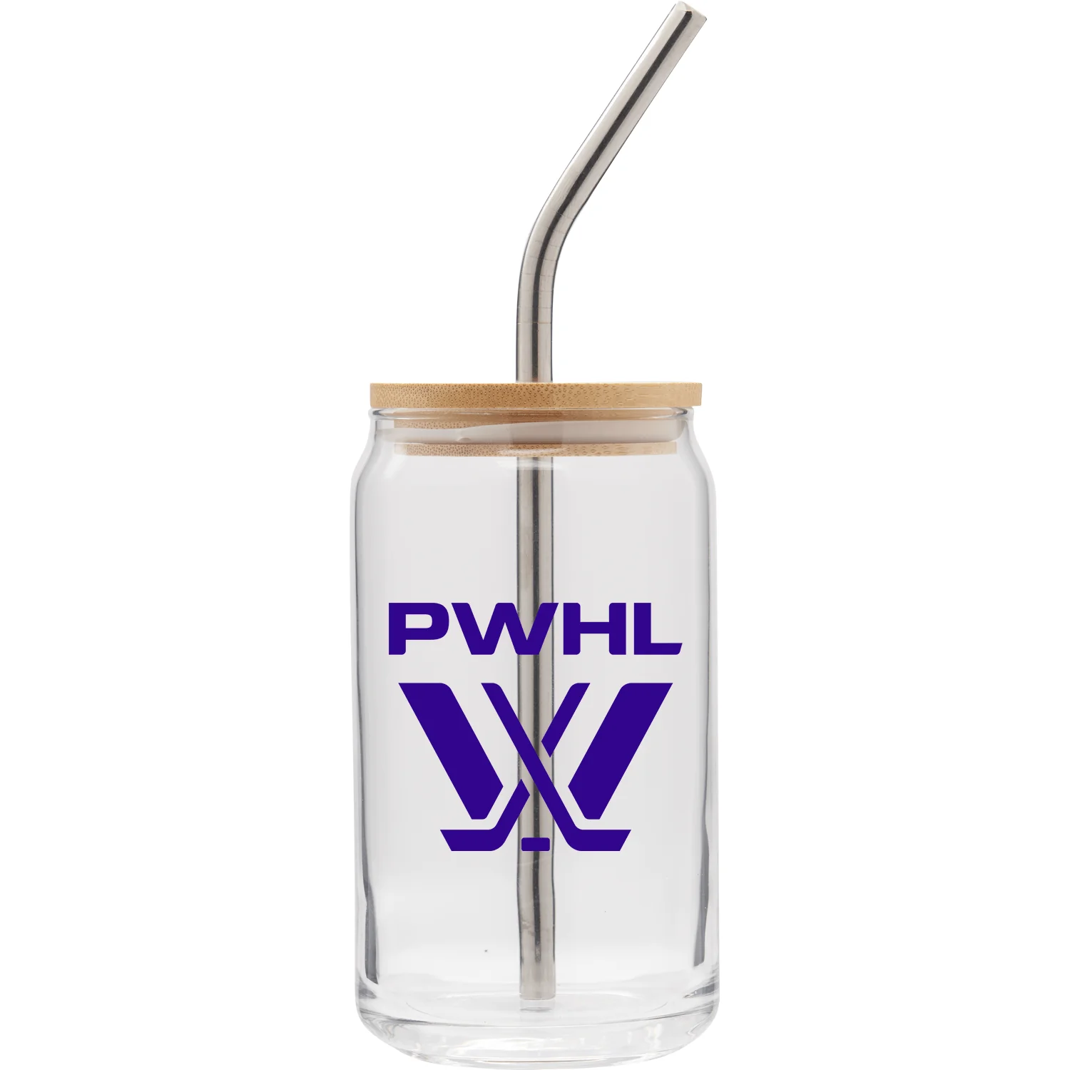 PWHL Soda Can Glass with Lid and Straw